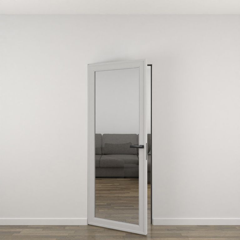 Дверь инвизибл алюминиевая, с прозрачным стеклом